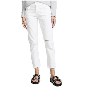 AGOLDE Isabel Slim Straight Ankle Jeans Distressed White Prism Size 26